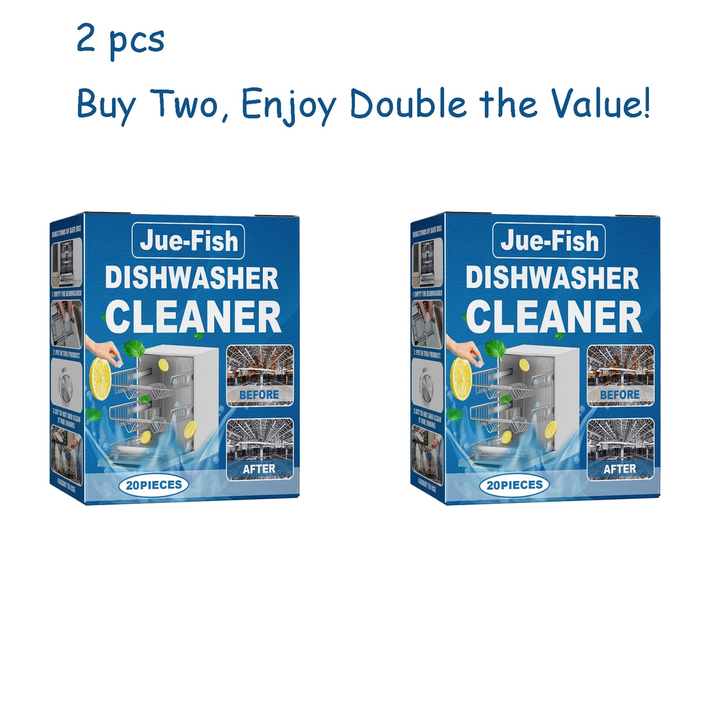 Jue-Fish Dishwasher Cleaning Tablets | 20pc Deep Clean & Degrease