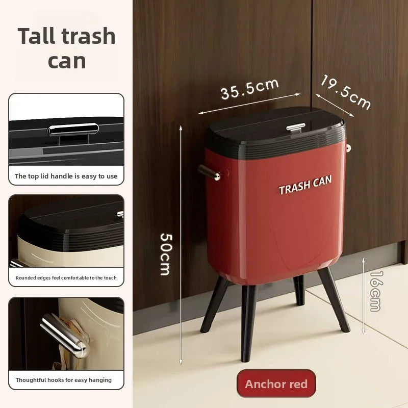 Large Kitchen Trash Can with Wheels & Lid | Tall Pedestal