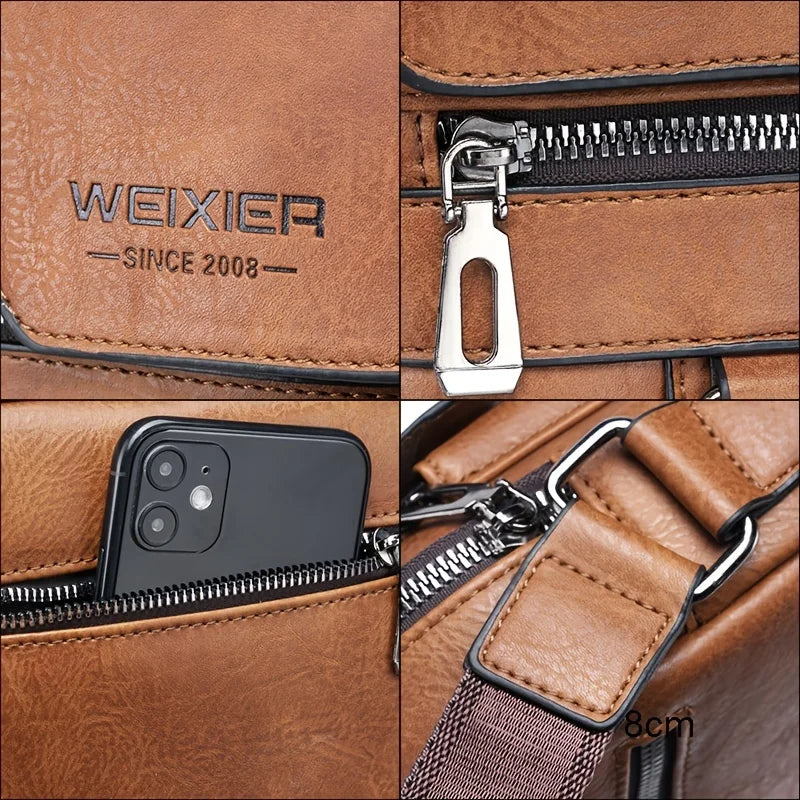 Men's Genuine Leather Crossbody Bag Shoulder Bags Vintage Handbags Business Bag Peaceful Pleasures Health and Wellness