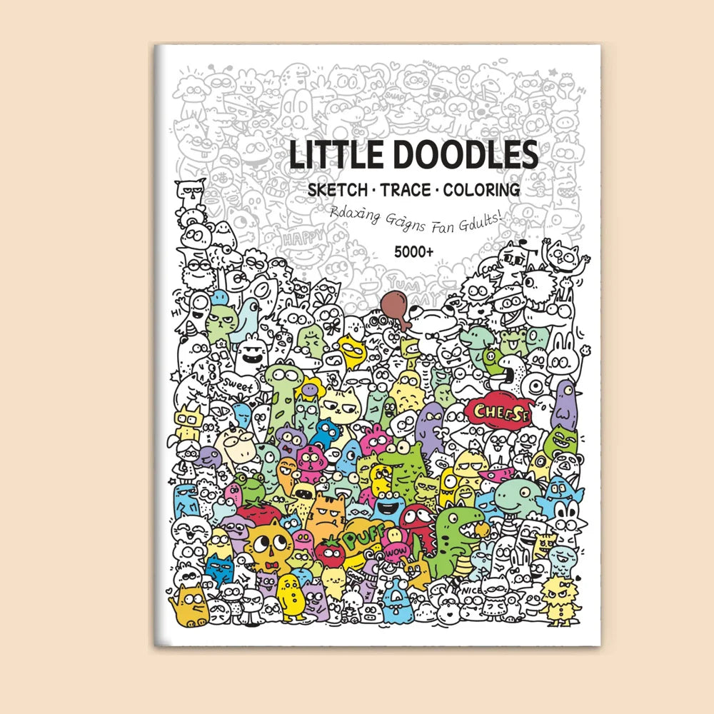 Little Doodles Adult Coloring Tracing Book 32 Pages Relaxing Sketch