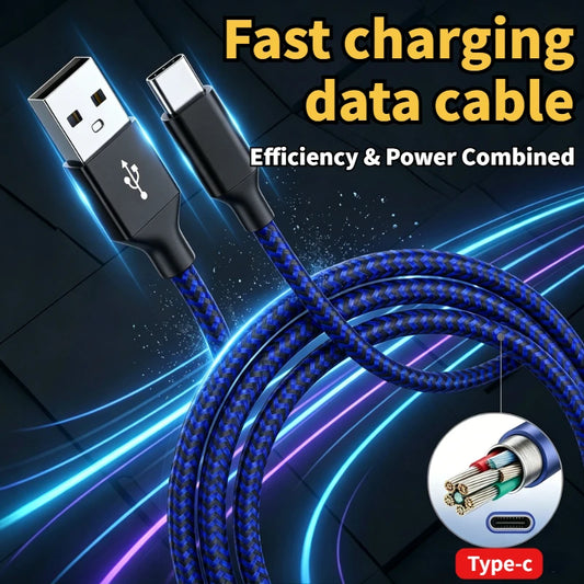 USB To Type-C Nylon Data Cable Supports 10A Ultra-Fast Charging 1m/3m Pptional Both Electrical Charging And Data Transmission Peaceful Pleasures Health and Wellness