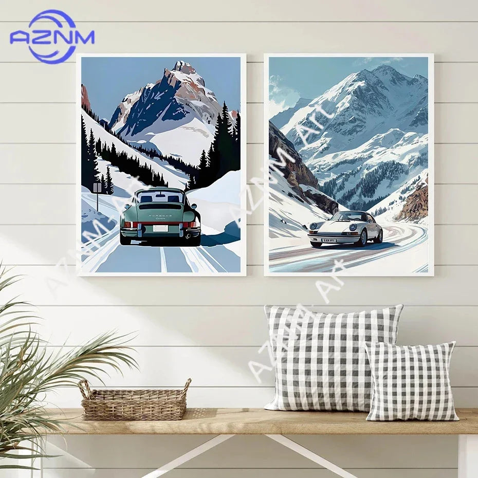 Painting Wall Art Painting Home Living Room Decor Classic 911 Alpine Drive Poster Vintage Alpine Tour Cartoon Print Canvas Peaceful Pleasures Health and Wellness