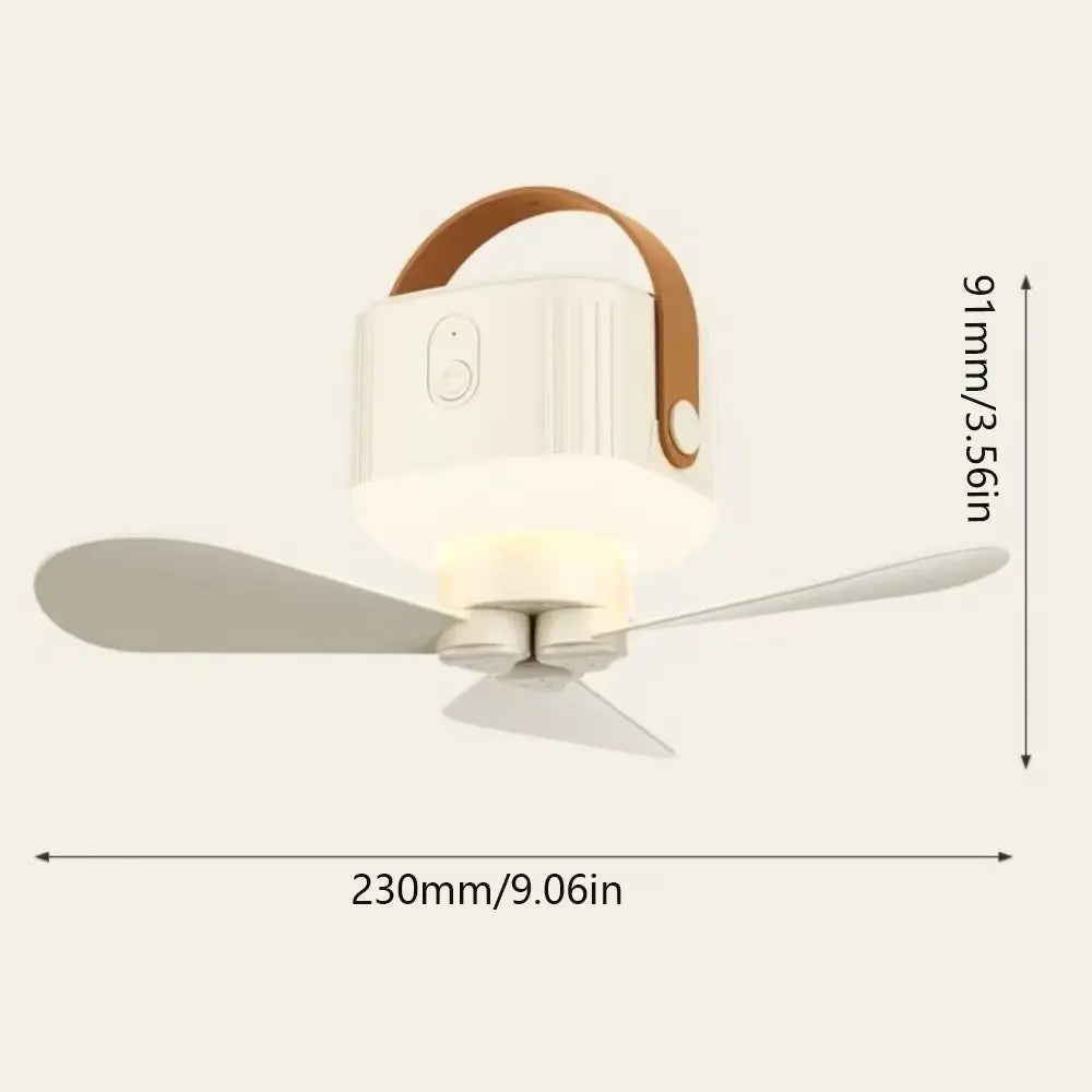 Rechargeable Hanging Ceiling Fan with LED Light & Remote Control
