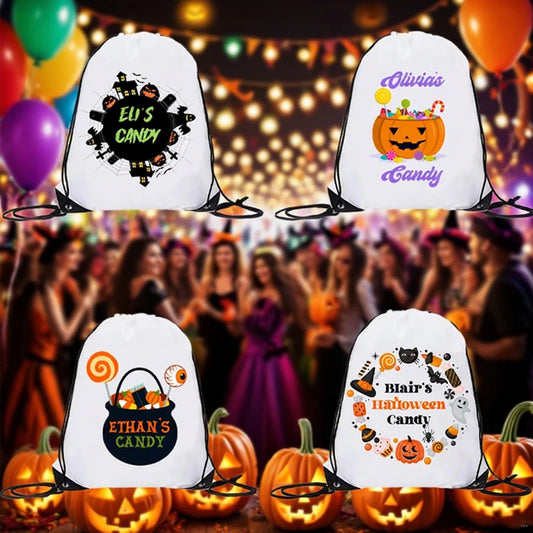 Personalized Halloween Drawstring Backpack | Custom Trick or Treat Bag Personalized Drawstring Bag Peaceful Pleasures Health and Wellness