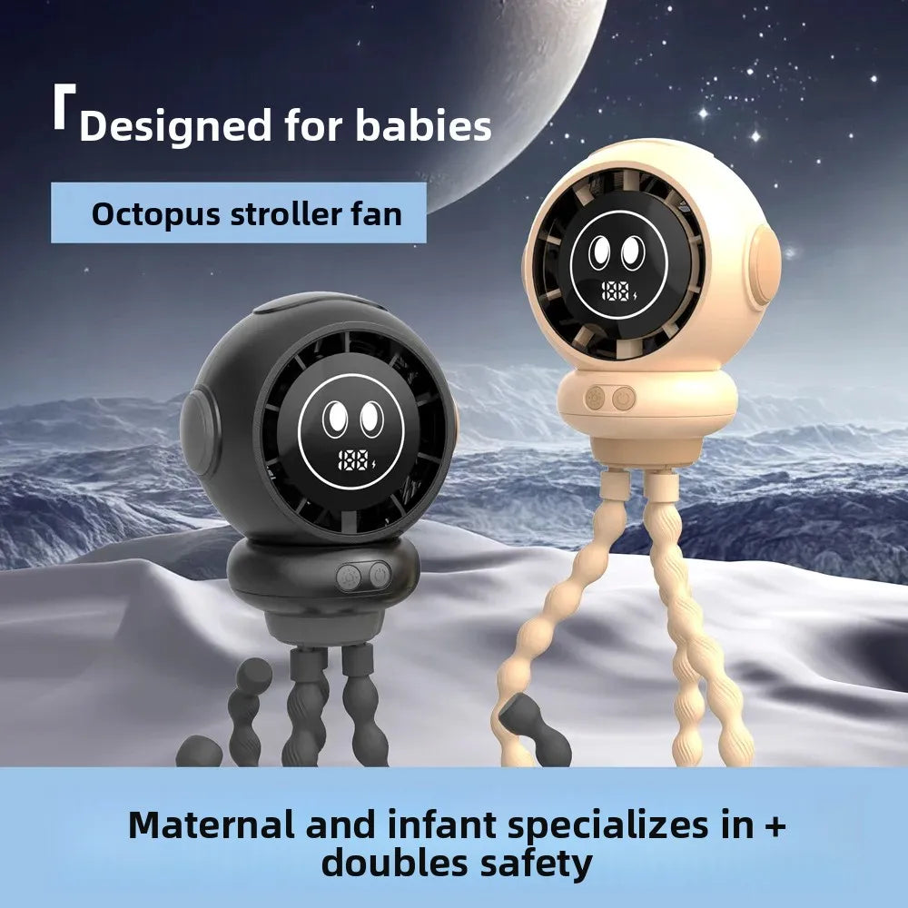 Cute Octopus USB Fan with Night Light | 10W Desktop & Stroller