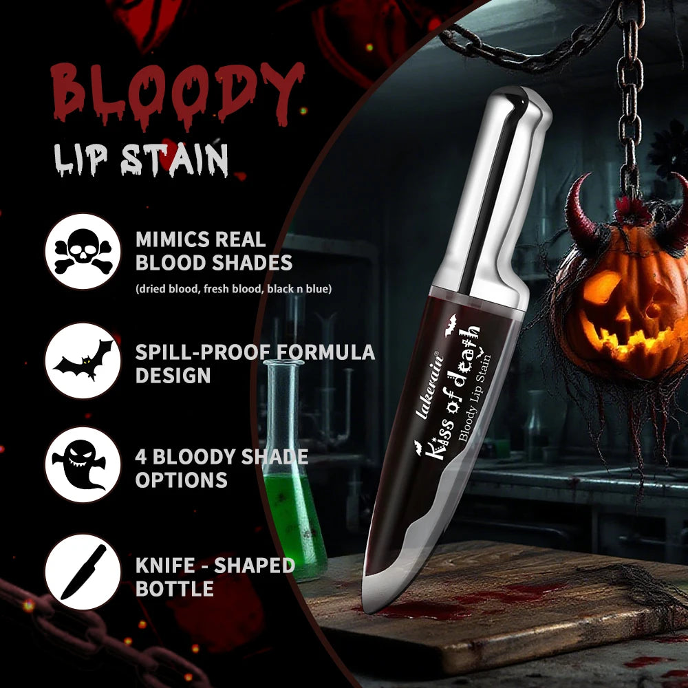 Lakerain Fake Bloody Lip Stain Gel-like Waterproof Spill-proof Long Lasting Matte Lip Tinting Halloween Party Lip Cosmetics Peaceful Pleasures Health and Wellness