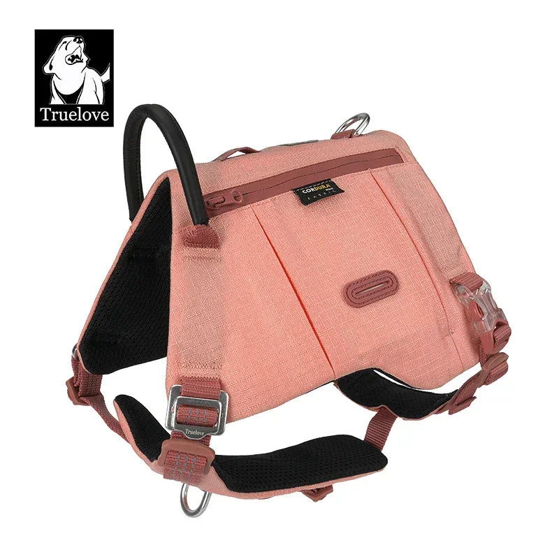 Truelove Tactical Dog Vest Harness with Backpack | TLB2251 Peaceful Pleasures Health and Wellness Coral Pink S China Mainland