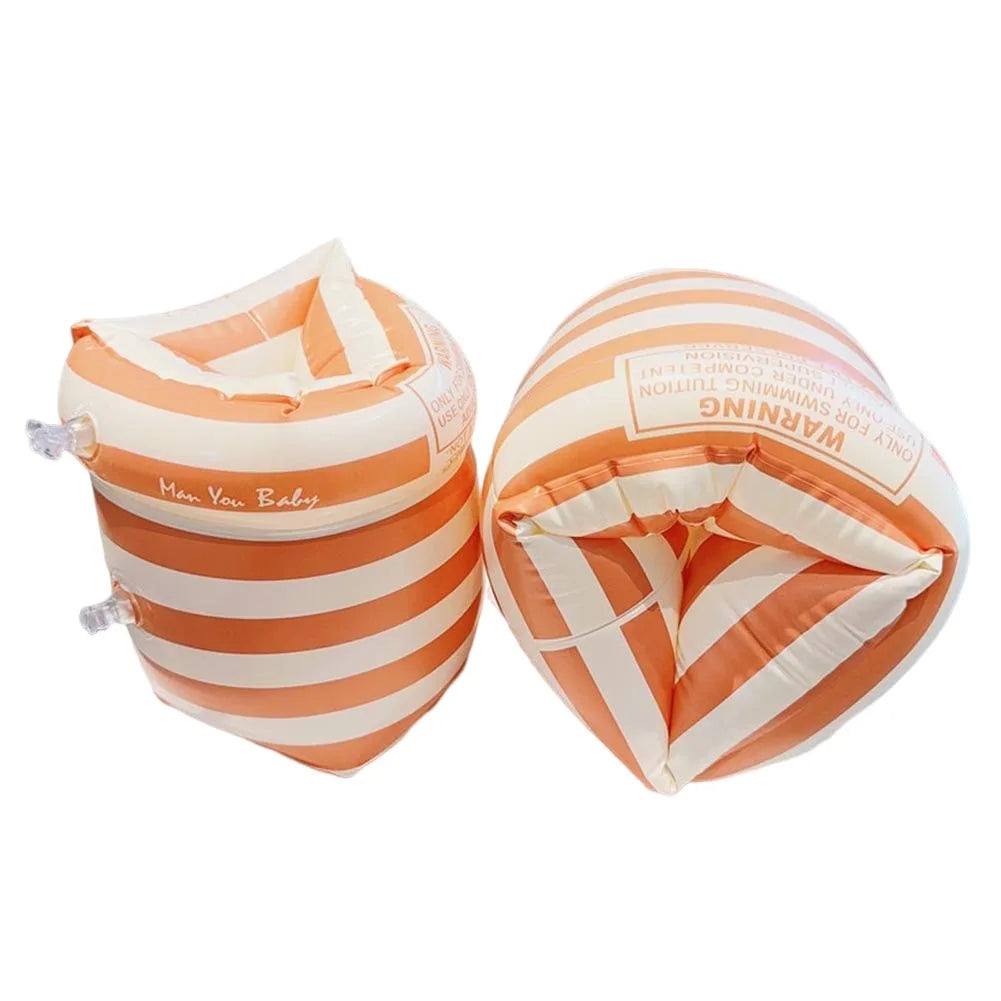 Inflatable Swim Arm Floats – Double Airbag, Adults & Kids Peaceful Pleasures Health and Wellness Orange Stripe United States