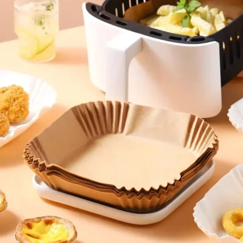 50-Pack Air Fryer Silicone Paper Liners – Non-Stick & Grease-Free