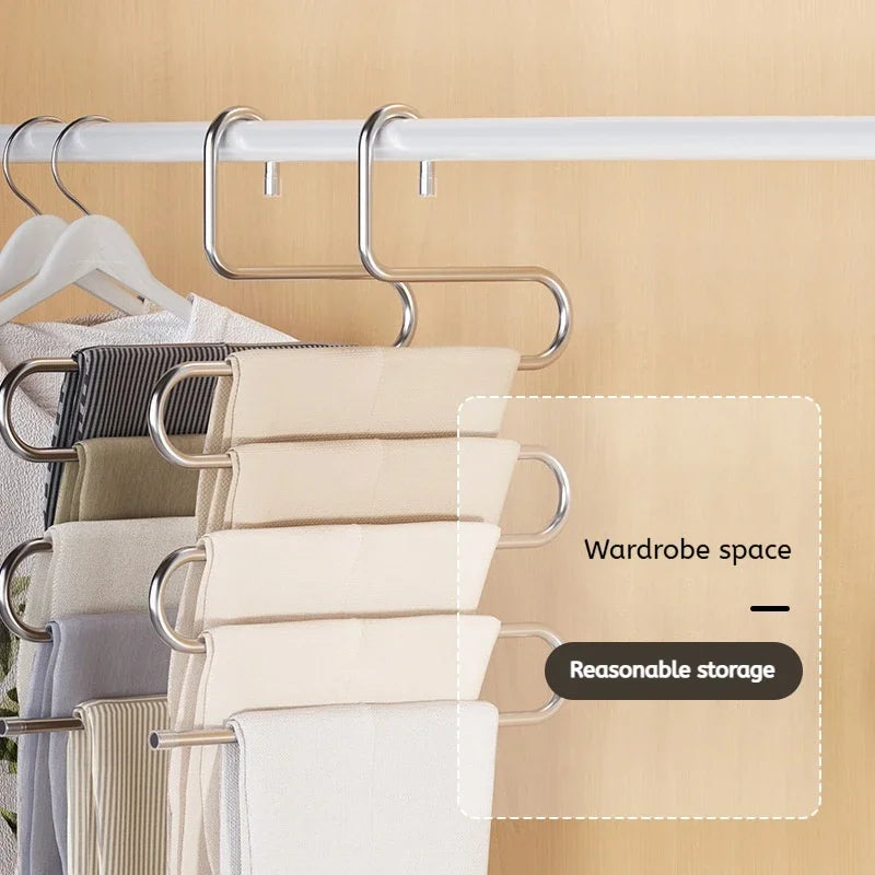 1PC Non-slip Pant Storage Rack Cloth Rack 5 Layers Multi-functional Clothes Hangers Multiple Functions for Hanging and Storage Peaceful Pleasures Health and Wellness