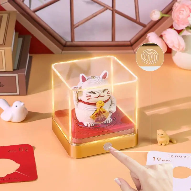 2027 3D Desk Calendar with LED Light | Tear-Away Paper Art