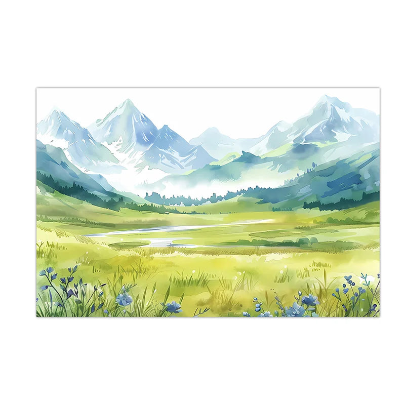 Nordic Mountain Valley Canvas Wall Art | Nature Landscape Print Canvas Wall Art Peaceful Pleasures Health and Wellness 03 21X30cm No Frame China Mainland