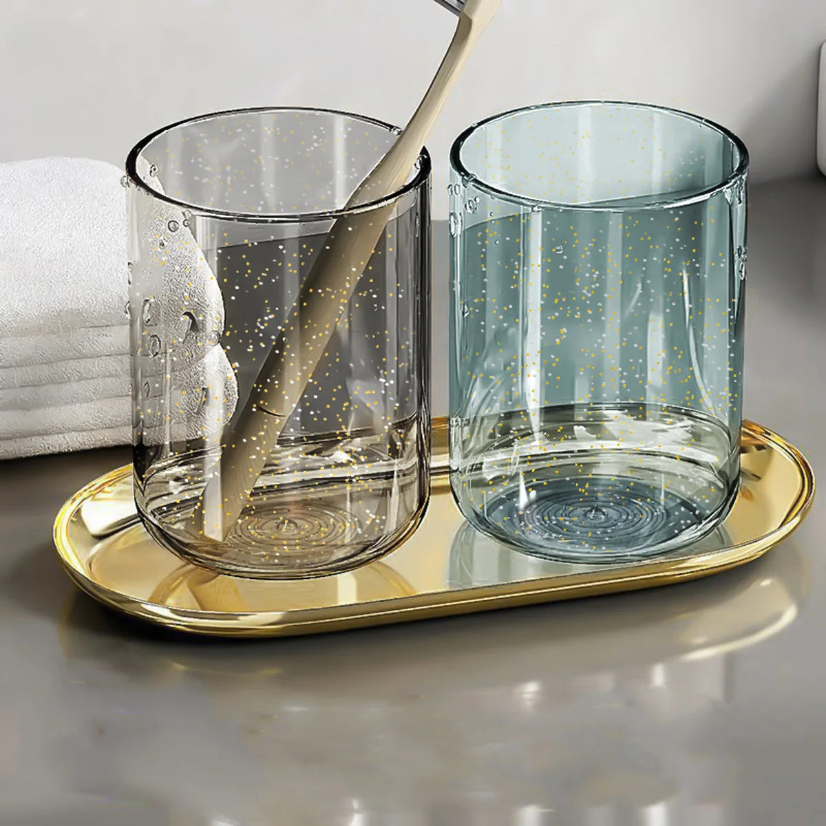 1PCS Mouthwash Mug Portable Round Toothbrush Holder Cup Colorful Clear Toothbrush Storage Cup Bathroom Washing Tools Peaceful Pleasures Health and Wellness