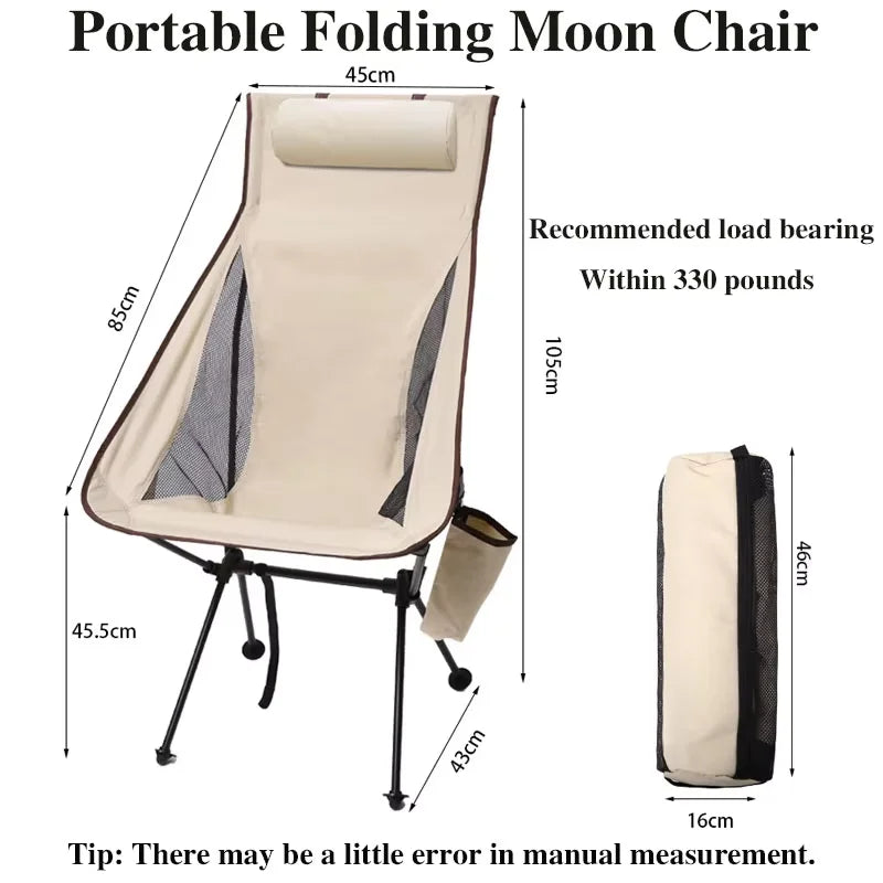 New Portable Camping Chairs Camping Stool Moon Chairs Fishing Chairs Beach Chairs With Headrest Storage Bags For Outdoor Camping Peaceful Pleasures Health and Wellness