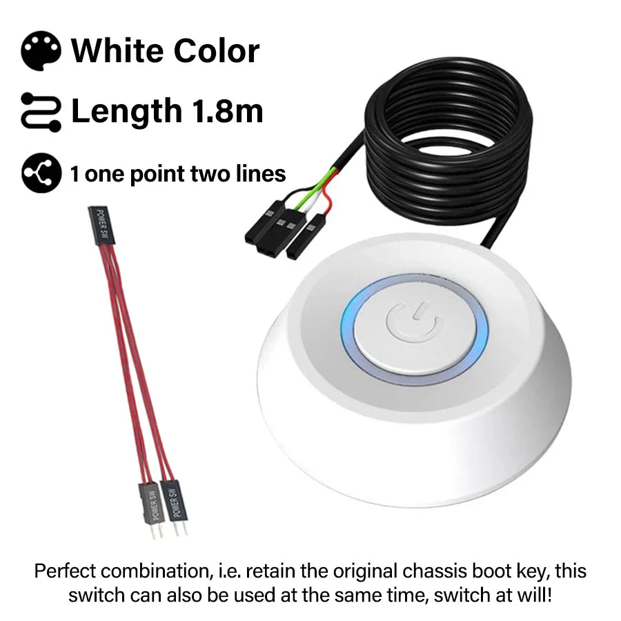 PC External Power Button Switch – 1.8M LED Extension Cable