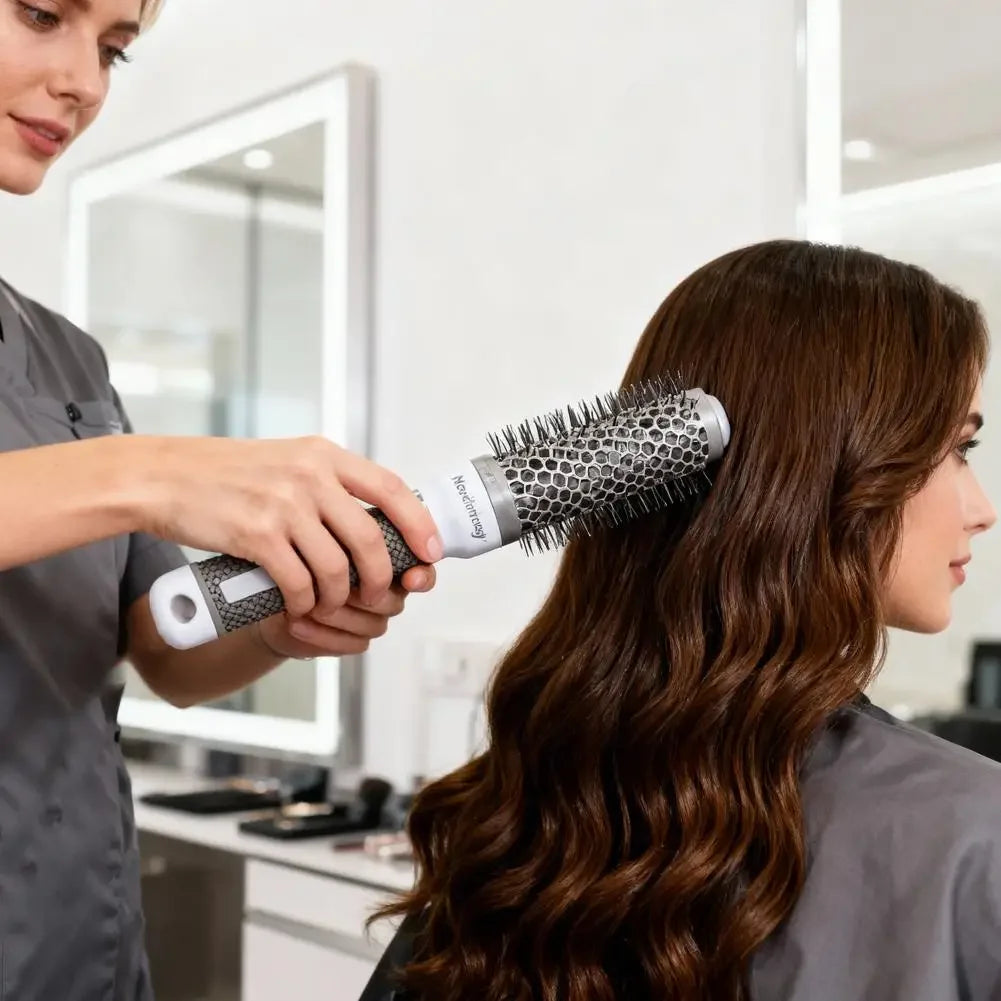 Round Brush for Blow Drying Curling,Professional Nano Ceramic Ion Thermal Barrel Brush For Hair Shiny Heat Styling Curling Brush Peaceful Pleasures Health and Wellness