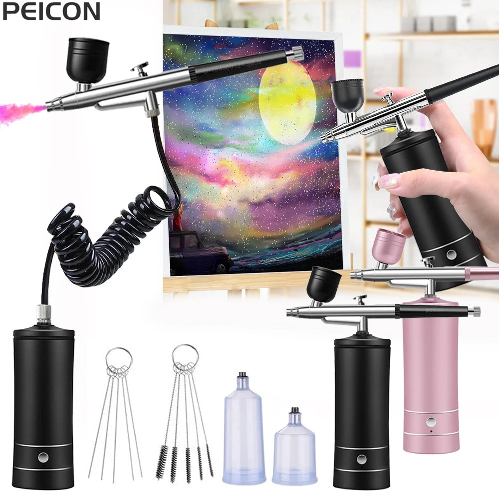 Airbrush Painting Airbrush with Compressor Mini Spray Gun for Painting Modeling Crafts Wireless Paint Gun Portable Airbrush Kit Peaceful Pleasures Health and Wellness