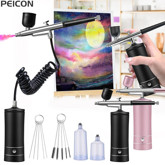 Airbrush Painting Airbrush with Compressor Mini Spray Gun for Painting Modeling Crafts Wireless Paint Gun Portable Airbrush Kit Peaceful Pleasures Health and Wellness