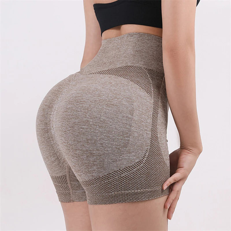 Lady Yoga Shorts High Waist Workout Fitness Lift Butt Fitness Yoga Gym Running Pants Casual Sportswear Peaceful Pleasures Health and Wellness Khaki L