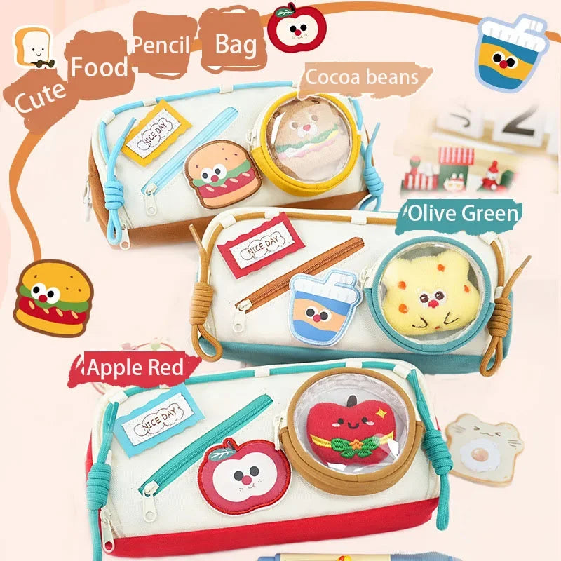 Cute Canvas Pen Bags Multi-layers Large Capacity Good-looking Pencil Cases Ins Style School Stationery Supplies Gift For Kids Peaceful Pleasures Health and Wellness