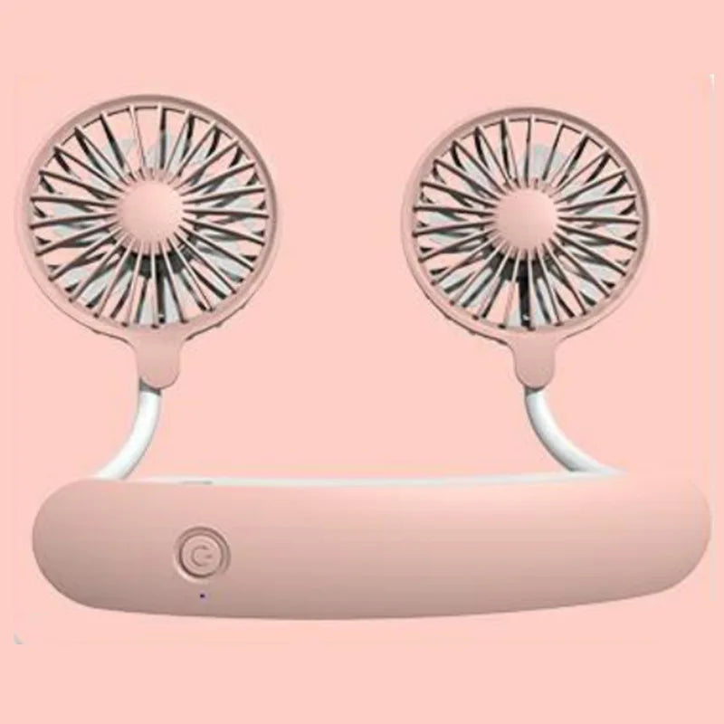 Summer Lazy sports charging neck hanging fan Mini Neck Hanging Fan Hands USB Neckband Fan for Sports Home Office Travel outdoor Peaceful Pleasures Health and Wellness Pink