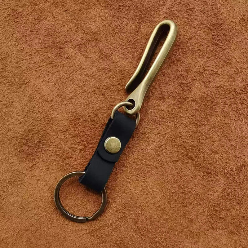 Vintage Cowhide Leather Keychain – U-Shape Belt Hook | Men's Gift
