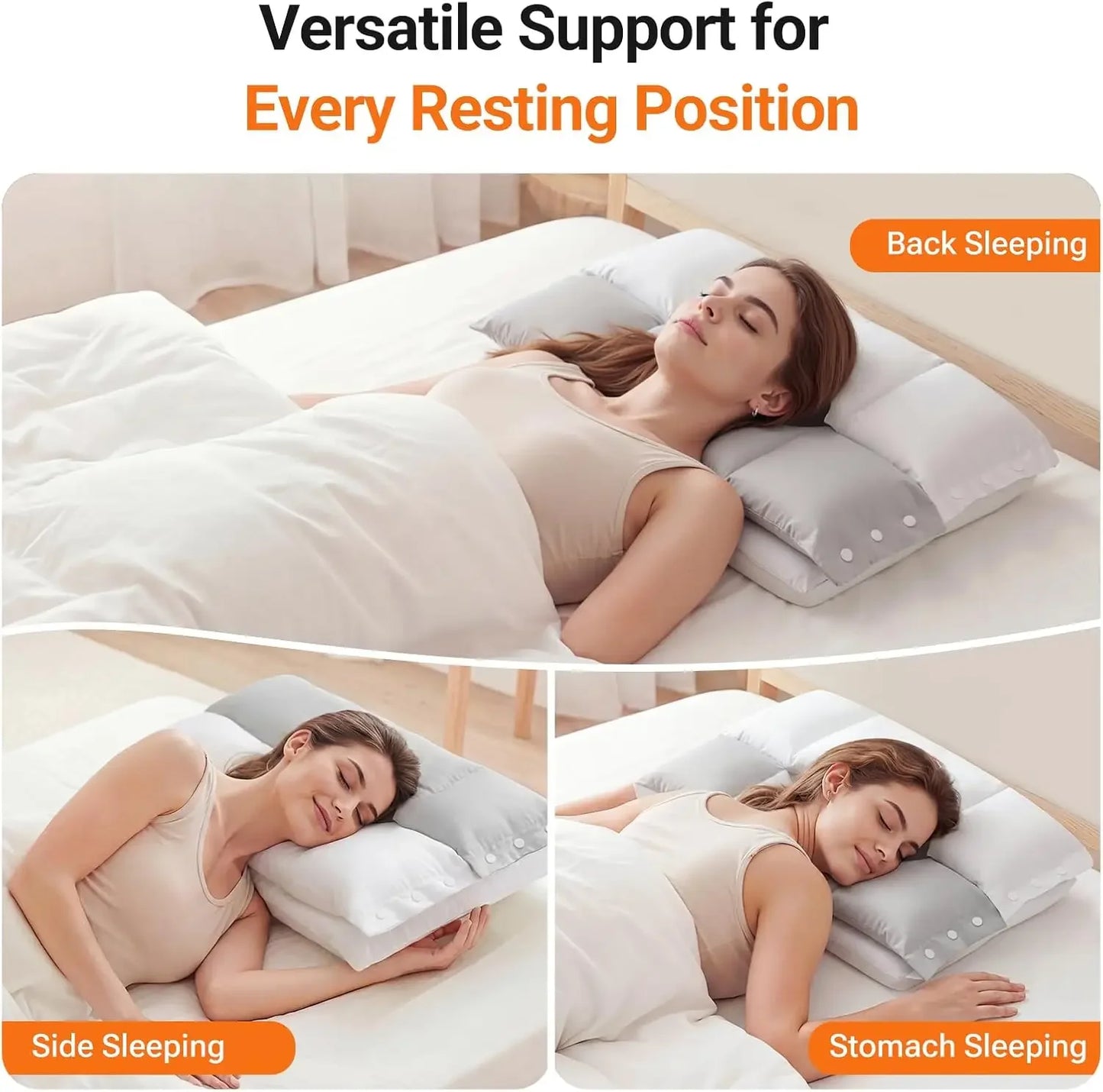 Dual Support Memory Foam Neck Pillow with O-Shaped Cutout for Back, Side & Stomach Sleepers - Adjustable Height & Soft Cover Peaceful Pleasures Health and Wellness