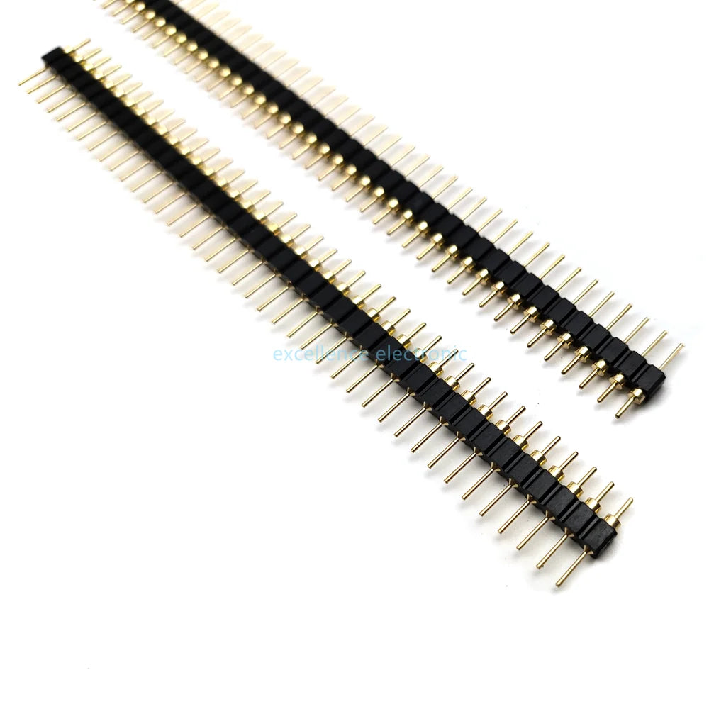 10pcs 2.54mm Pitch Gold Plated Male 40P 1*40 Round Pin Header Strip Hole Single Row Straight Socket Connector Peaceful Pleasures Health and Wellness