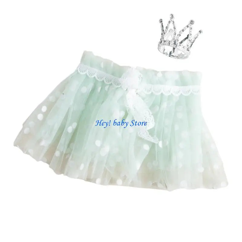 Newborn Photography Props – Lace Skirt & Crown Set (0–6M)