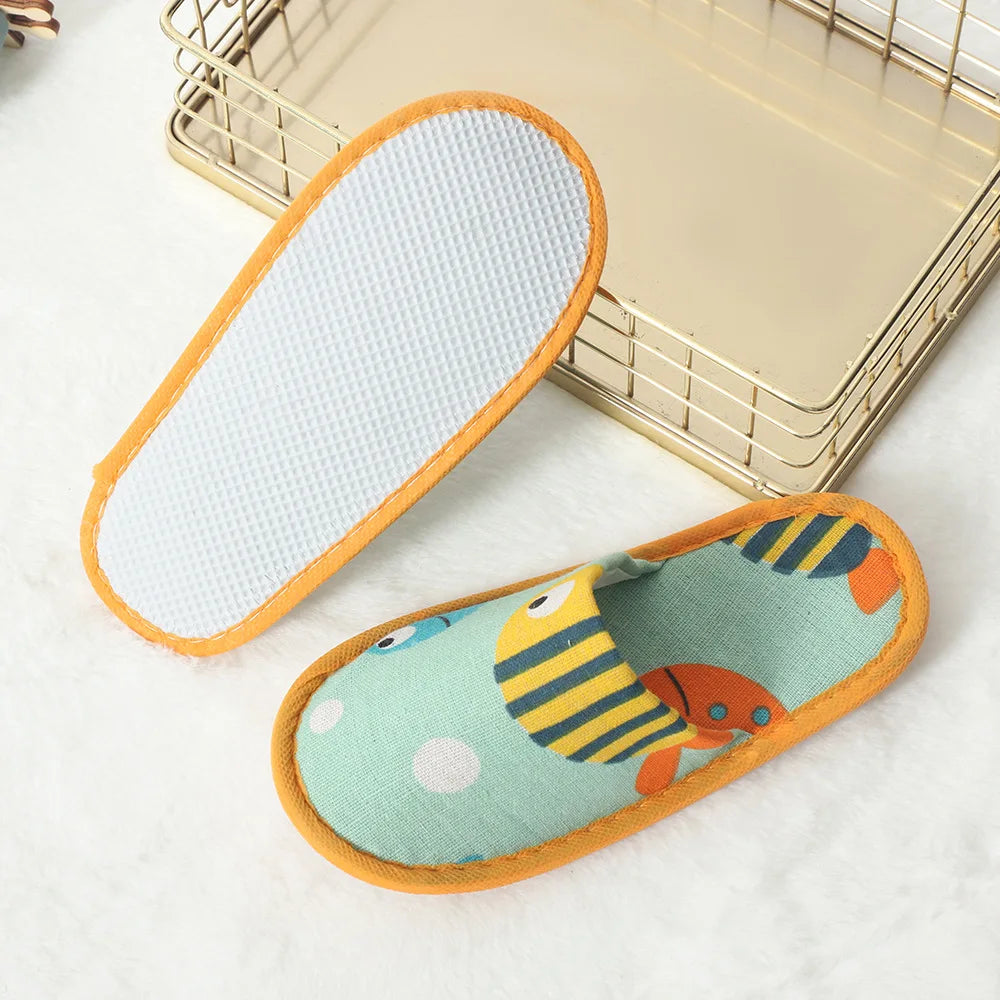 Kids Cartoon Disposable Non-Slip Slippers | Hotel Travel Shoes