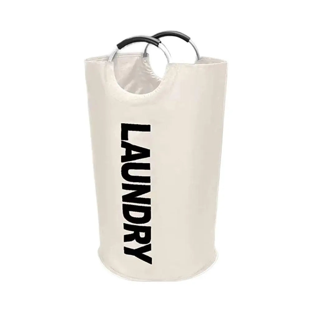 Durable Large Capacity Bag Foldable Oxford Fabric Laundry Hamper Storage Basket With Handles Portable Clothes Shopping Tote Bag Peaceful Pleasures Health and Wellness White