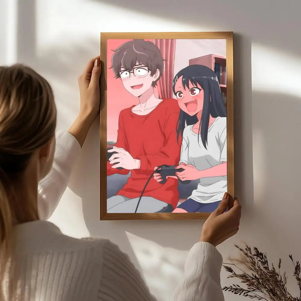 Anime Don't Toy with Me, Miss Nagatoro Poster HD Self Adhesive Waterproof Wall Art Ideal for Home Office Dorm Bedroom Great Gift Peaceful Pleasures Health and Wellness White4 50X70cmNoframe