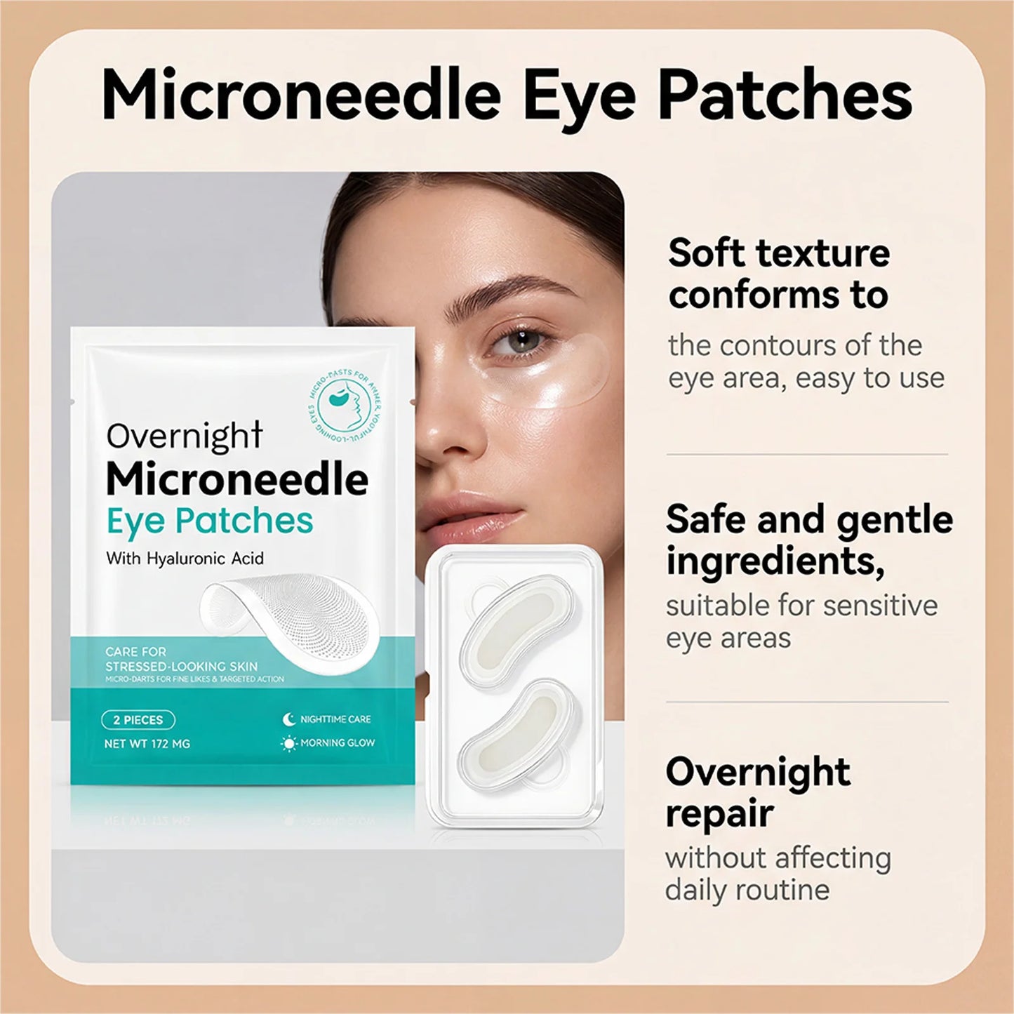 Microneedle Eye Patches – Hyaluronic Acid Overnight Eye Mask