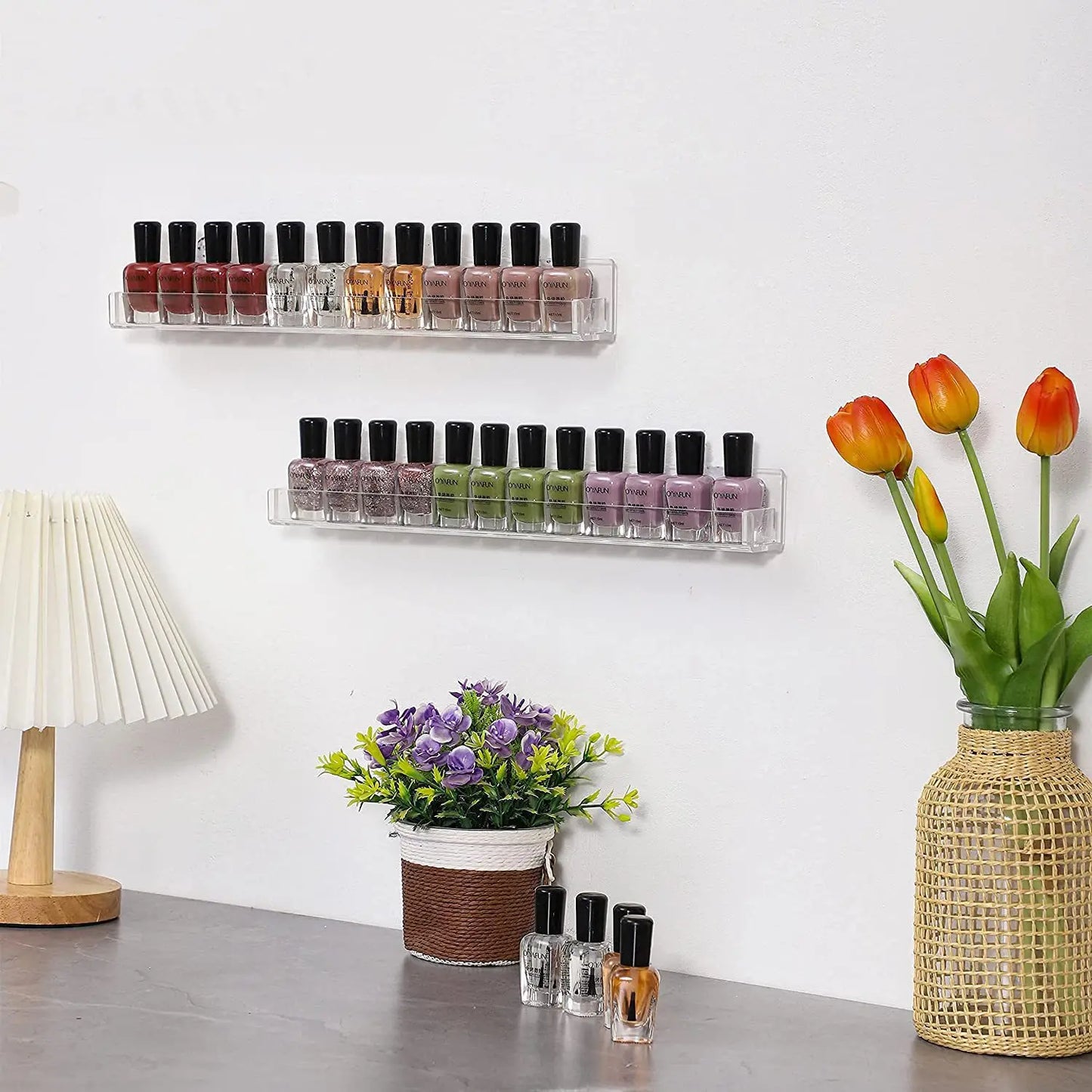 Clear Acrylic Floating Wall Shelf for Books, Makeup & Decor
