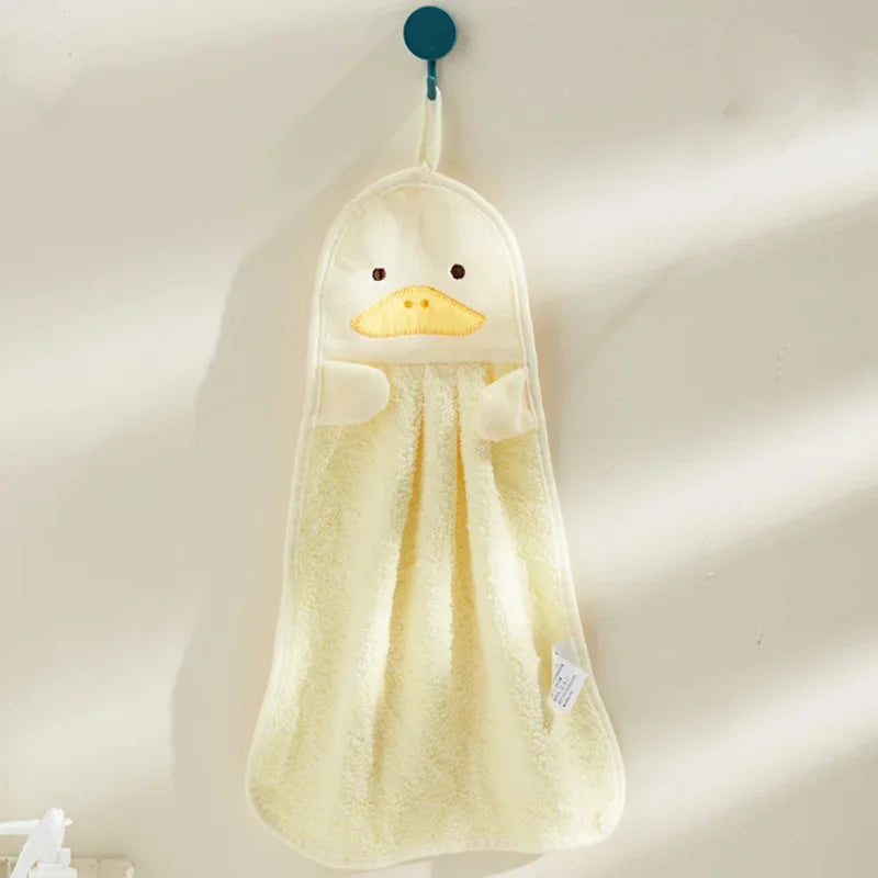 Cute Animal Kids Hand Towels – Soft Coral Fleece Duck & Penguin