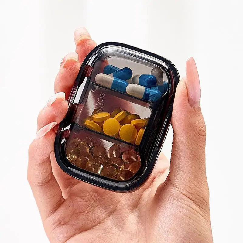Portable Mini Medicine Pills Box 3 Compartment Drug Storage Box Pills Dispenser Pill Organizer Transparent Small Container Peaceful Pleasures Health and Wellness
