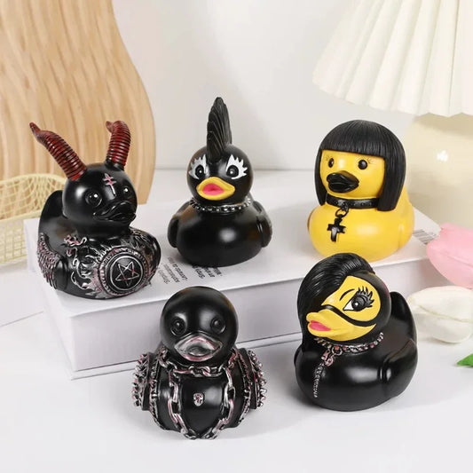 Devil Punk Duck Desktop Ornament Electric Syllable Death Rock Duck Dark Halloween Decoration Doll Peaceful Pleasures Health and Wellness