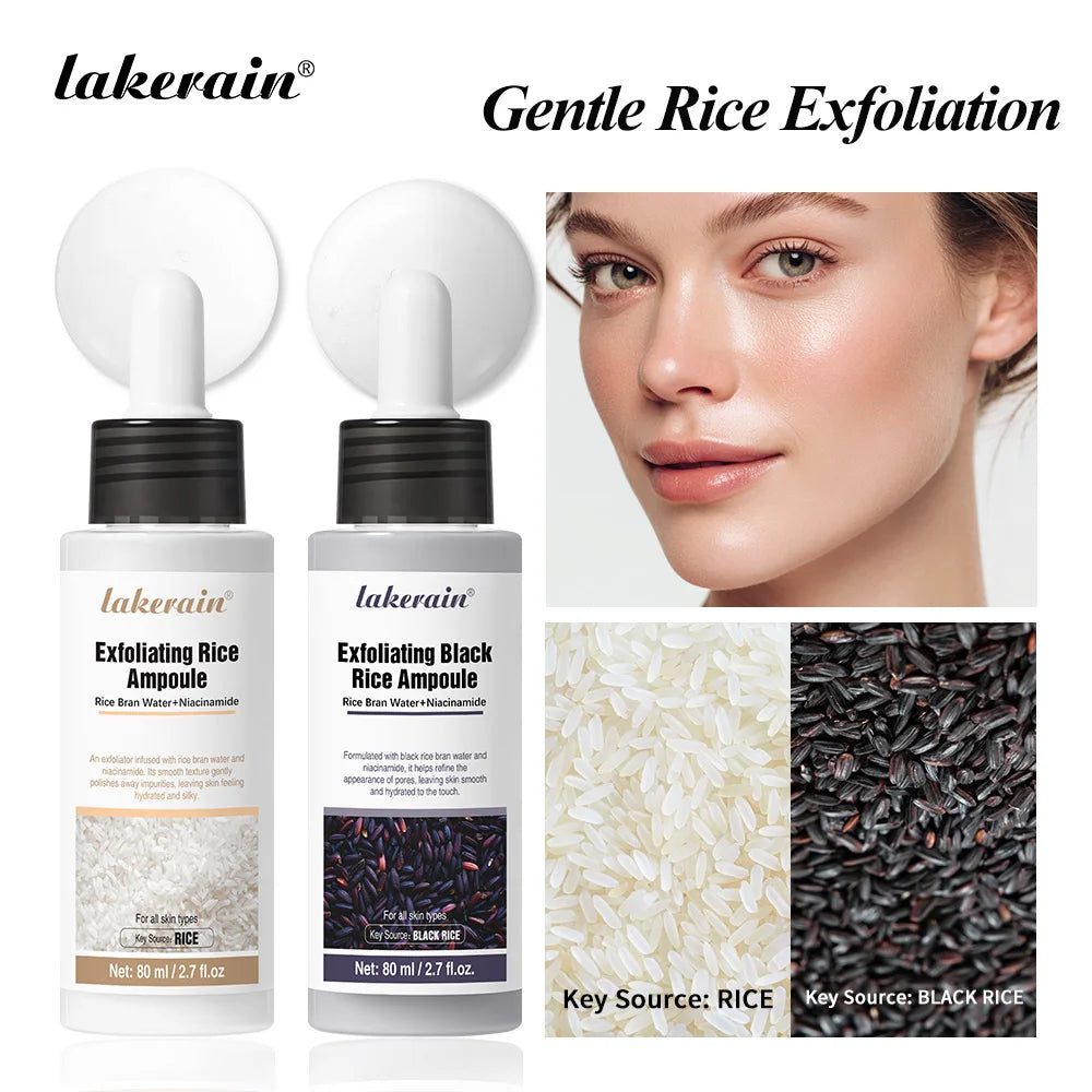Gentle Rice Exfoliation Brightened-Looking Effect Long-lasting Hydrating Gentle Cleaning Soothing Skin Exfoliant Rice Ampoule Peaceful Pleasures Health and Wellness
