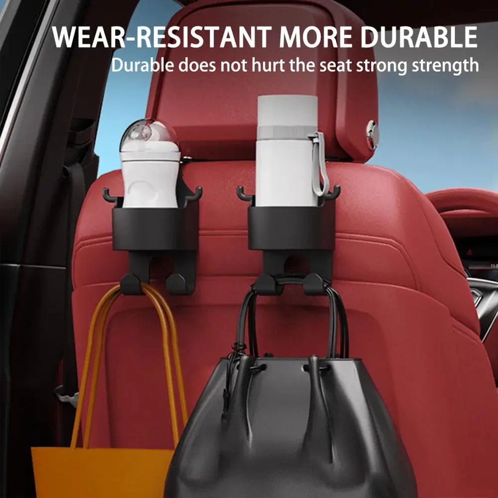Car Seat Headrest Hook Hanger & Cup Holder Organizer