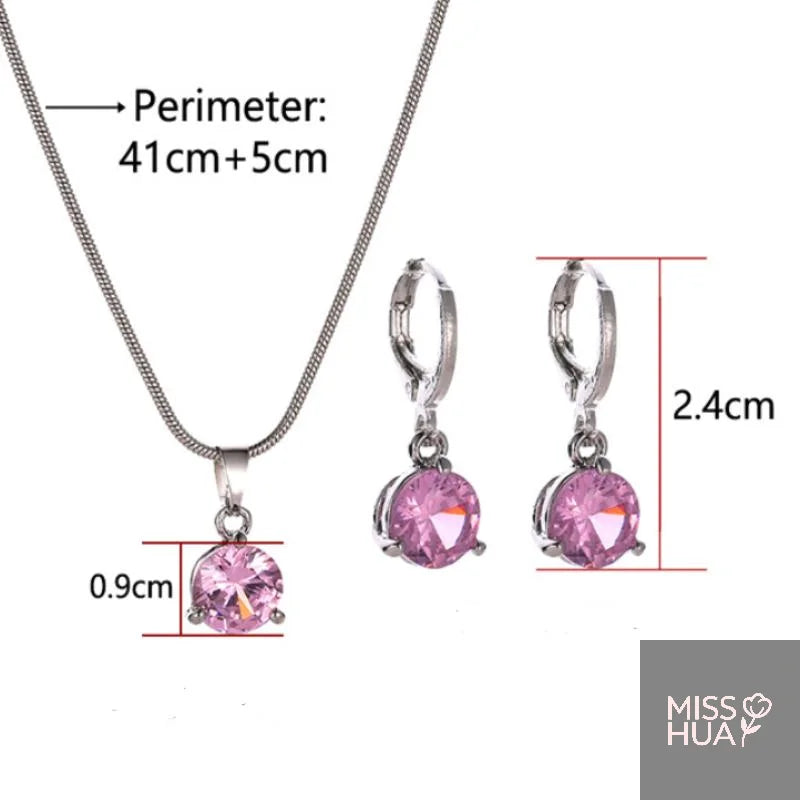 Crystal Zirconia Pendant Necklace & Earrings Set | Gift