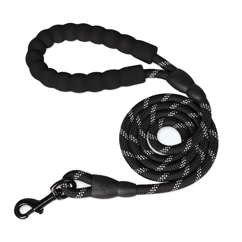 3m Pet Reflective Nylon Tow Rope Non Slip Foam Handle Pet Adjustable Towing Ropes Large Middle Small Dogs Outdoors Pet Supplies Peaceful Pleasures Health and Wellness Black