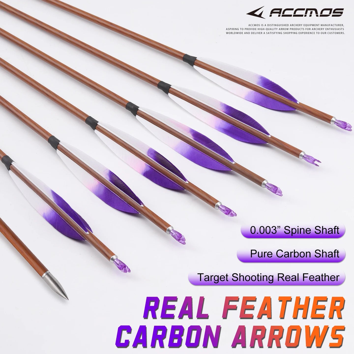 ACCMOS 1m Wood Skin Pure Carbon Arrows ID6 2m Sp400 500 600 700