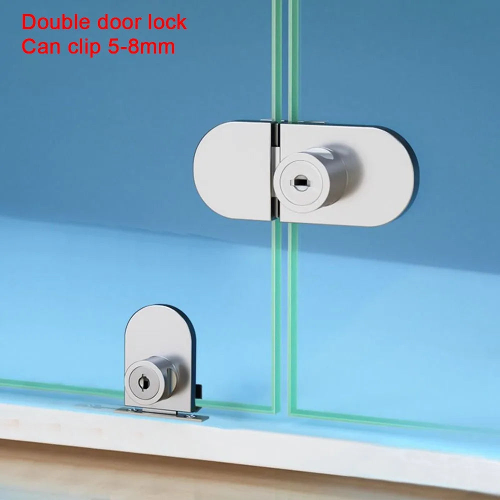 Double Open Glass Cabinet Door Lock – Zinc Alloy Security Lockset