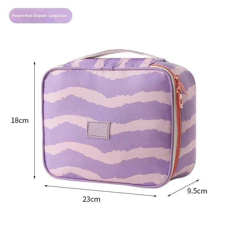 Hot Striped Travel Storage Bag, Bathroom Cosmetics, Dry and Wet Separation, Wash Bag, Multi-functional Bedroom Storage Bag Peaceful Pleasures Health and Wellness Purple stripe 23cmX9.5cm X18cm