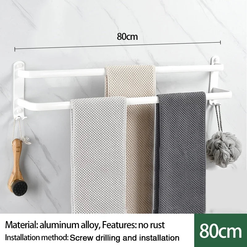 Wall-Mounted Aluminum Towel Rack | 1, 2 & 3 Bar Options