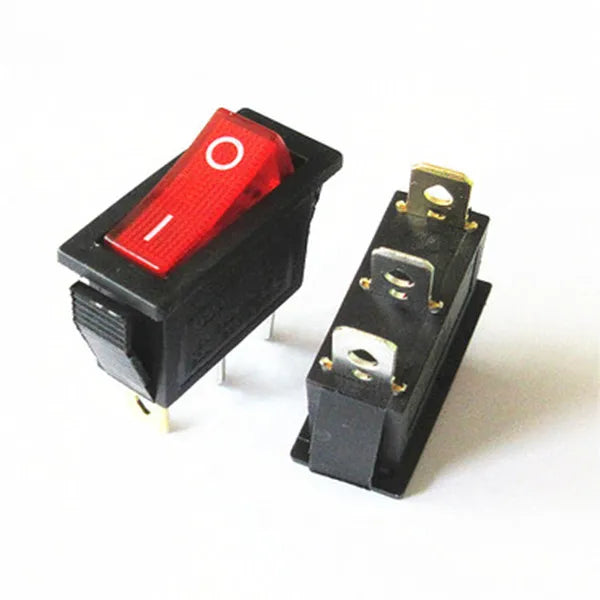 5PCS KCD3 Rocker Switch ON-OFF ON-OFF-ON 2/3Position 2/3Pins Electrical Equipment With Light Power Switch 16A 250V / 20A 125V AC Peaceful Pleasures Health and Wellness A red light