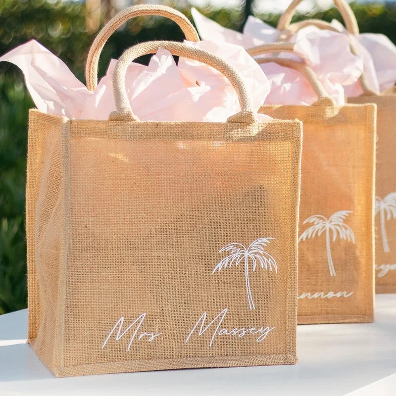 Personalized Palm Tree Bridesmaid Tote Bag | Beach Wedding Gift Personalized Tote Bag Peaceful Pleasures Health and Wellness