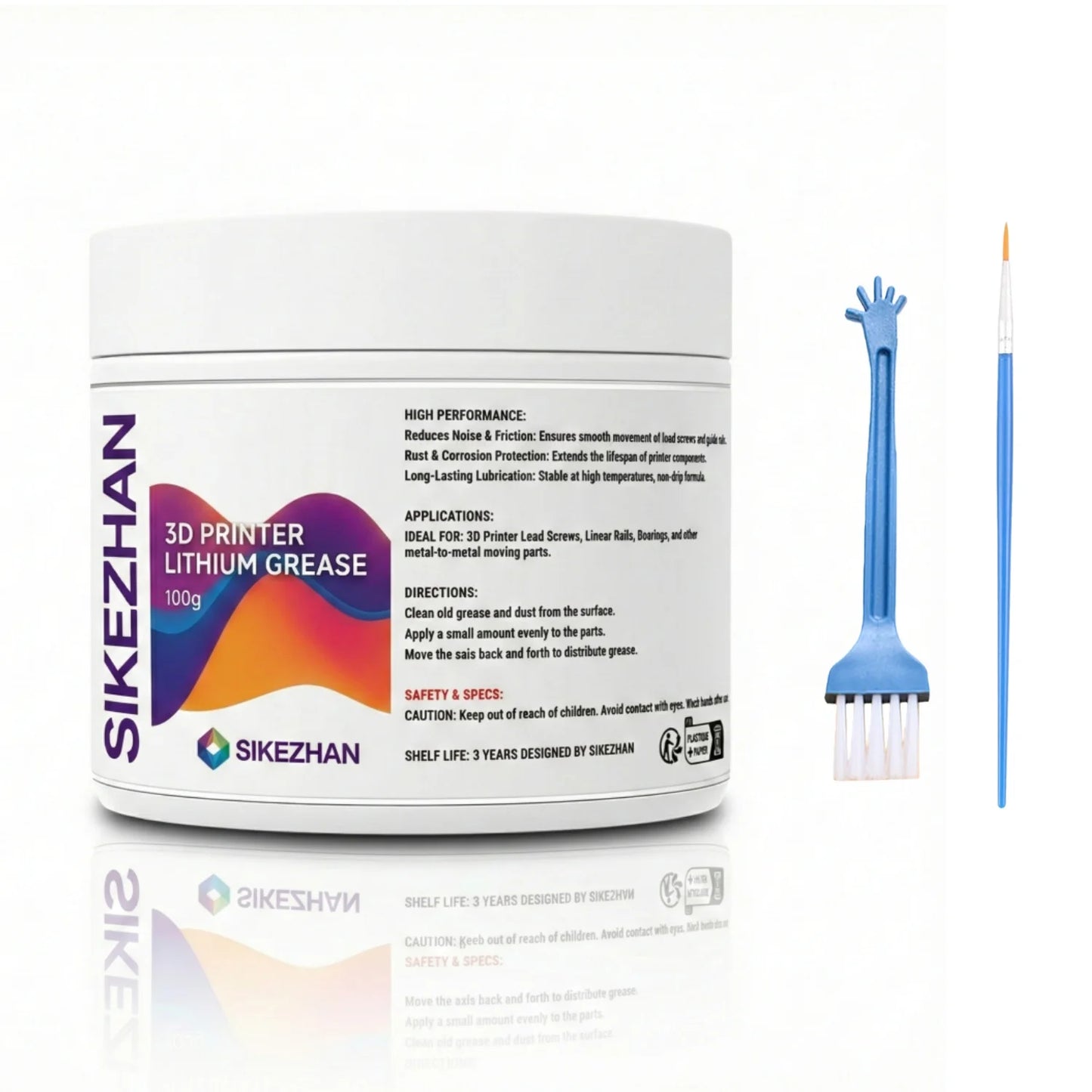 3D Printer Lithium Grease 100g Kit for Lead Screw Linear Rail Bearing Reduce Noise Lubricant Anti-Rust Maintenance with Brushes Peaceful Pleasures Health and Wellness 1PC