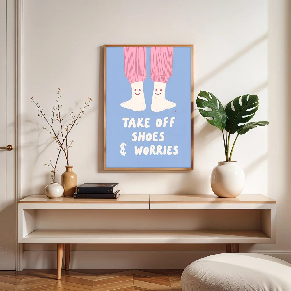 Cartoon Take Off Shoes Canvas Wall Art Print | Home Decor
