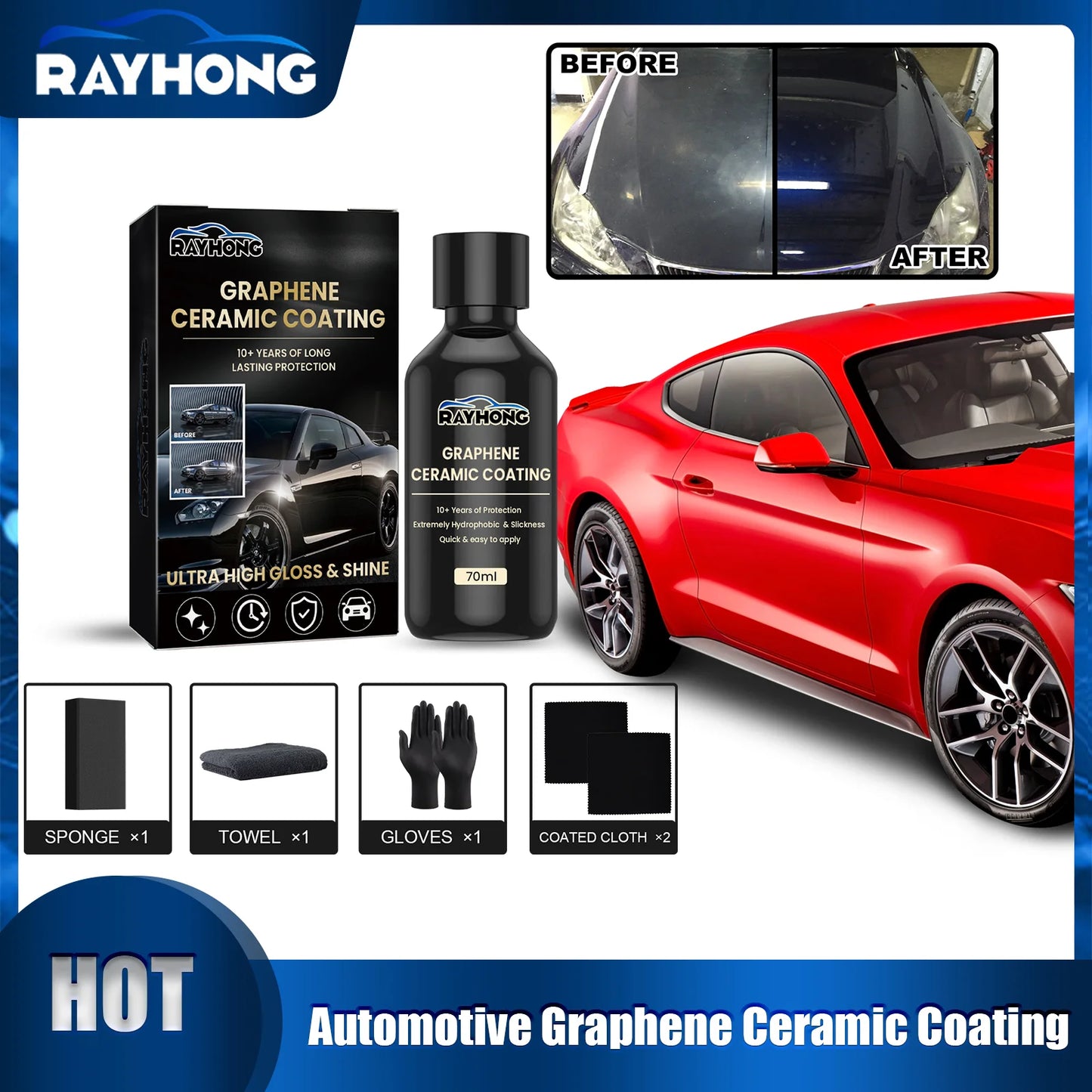Rayhong Graphene Ceramic Car Coating | Waterproof Crystal Paint
